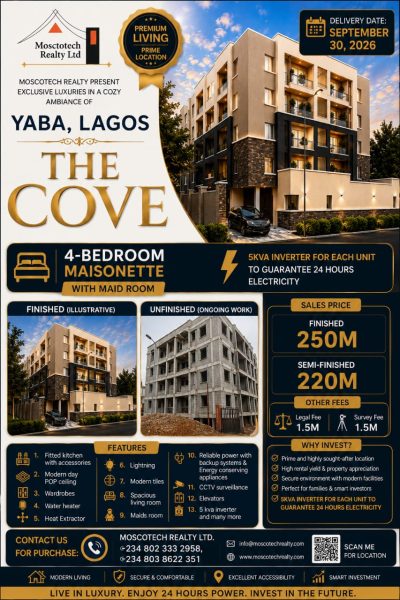 4-Bedroom Maisonettes with Maid's Room Yaba