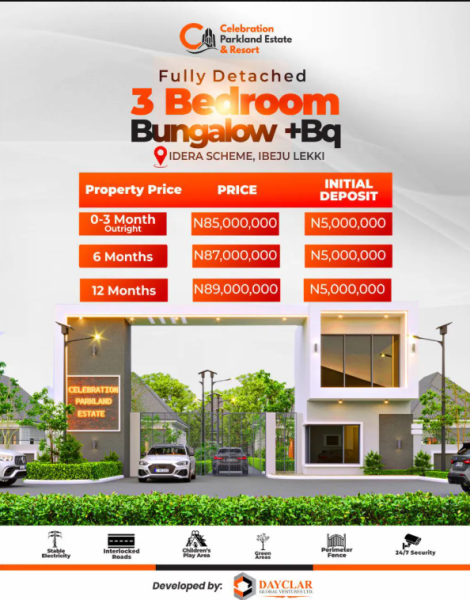 Luxury 3 Bedroom Fully Detached Bungalows And BQ
